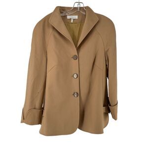 ESCADA Cashmere Jacket Size 42 US L Tan Piacenza Three Button Classic Designer